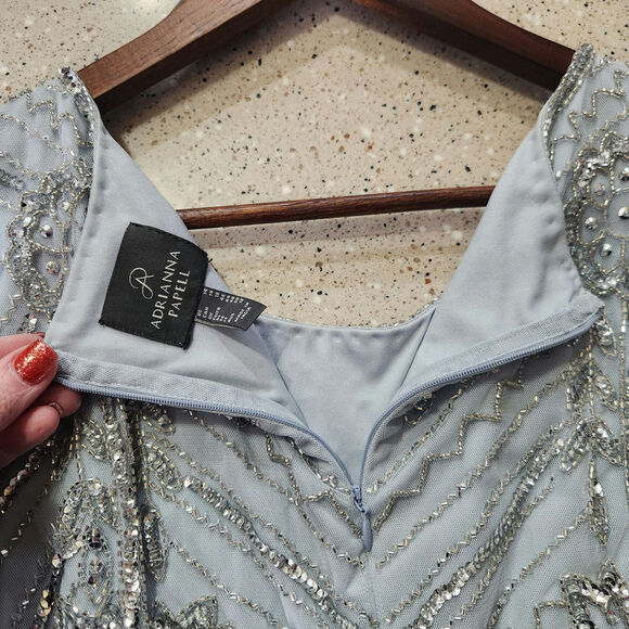 Adrianna Papell Light Blue Beaded Maxi Dress - Picture 14 of 16